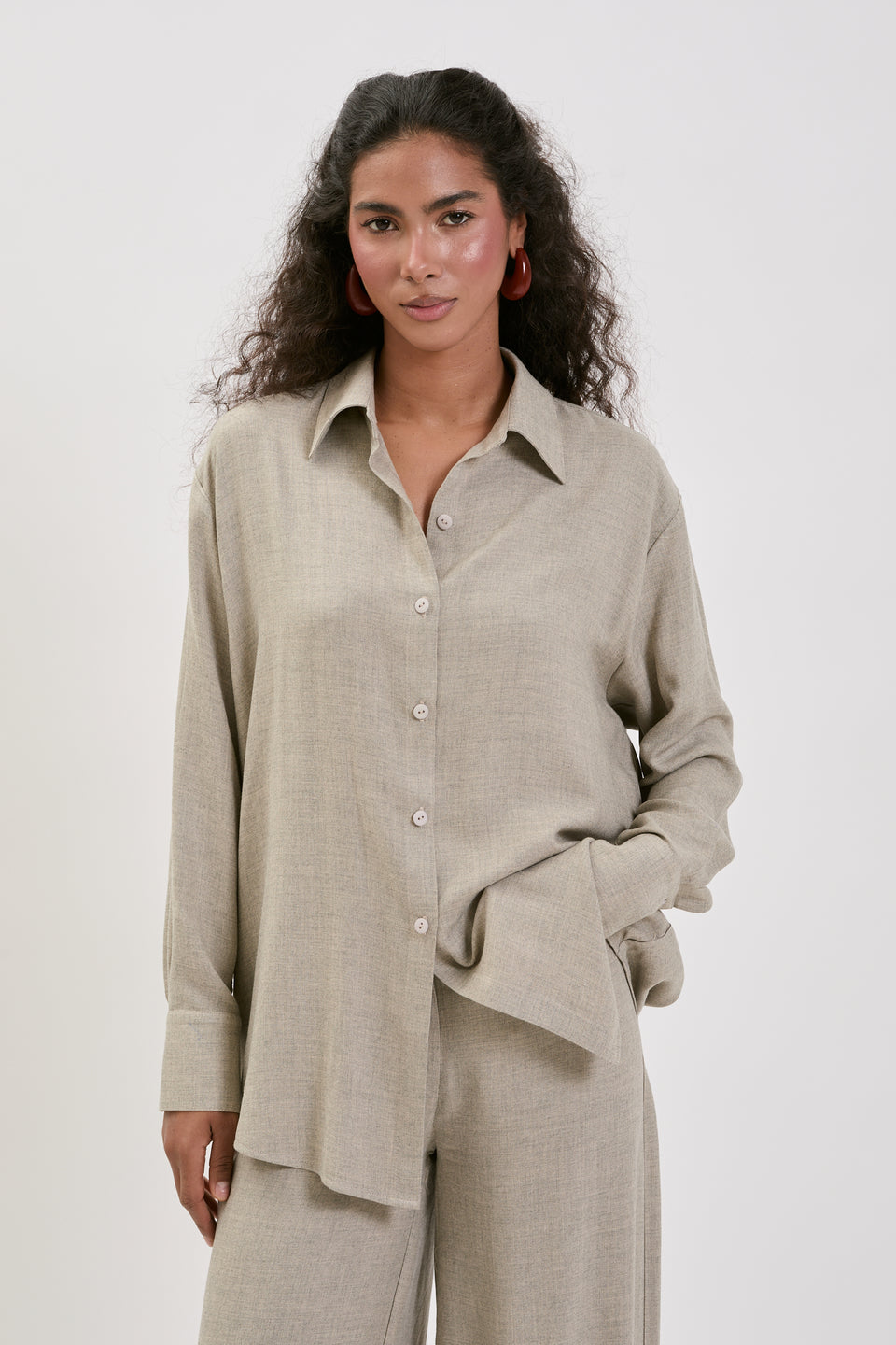 Stone Taupe Offie Blouse
