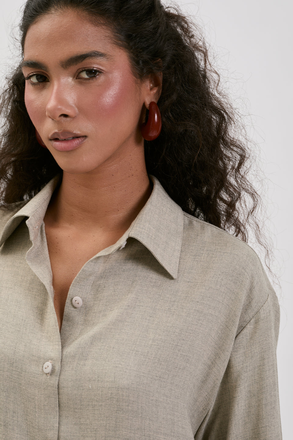 Stone Taupe Offie Blouse