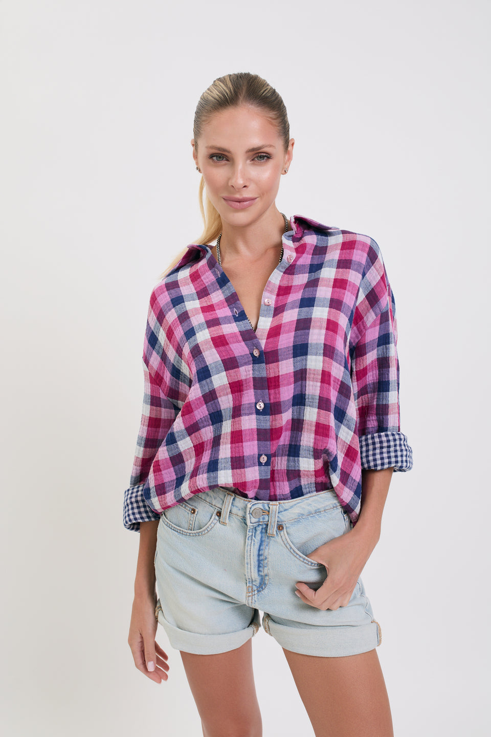 Violet Grid Offie Blouse