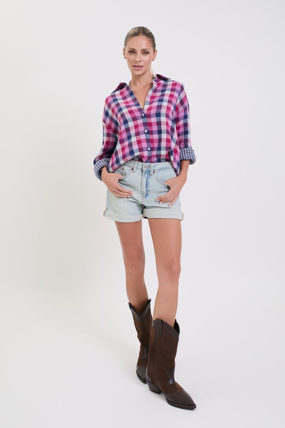 Violet Grid Offie Blouse
