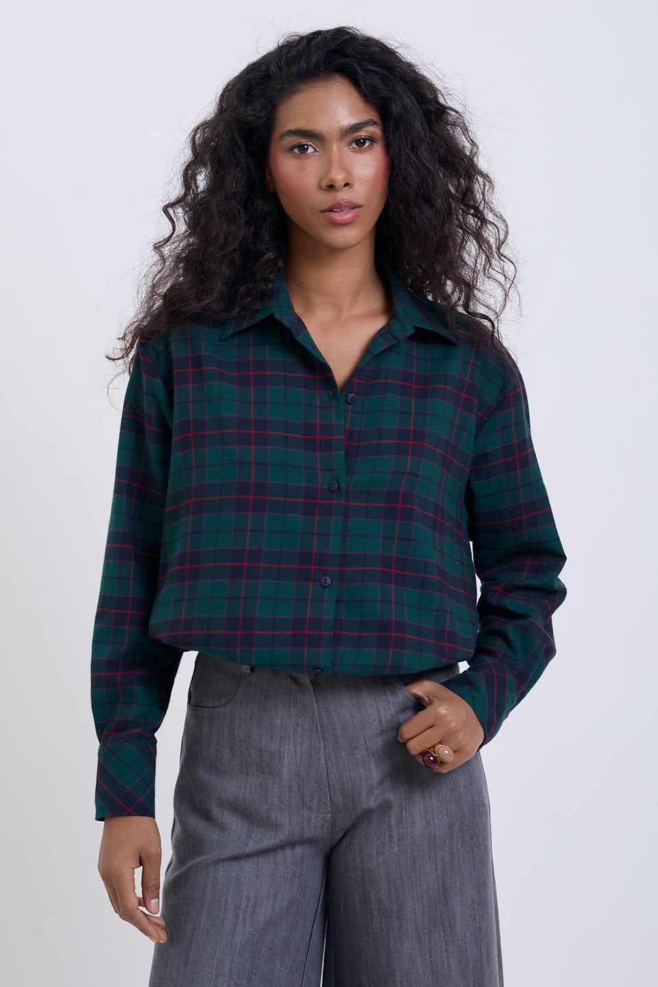 Forest Night Check Offie Blouse