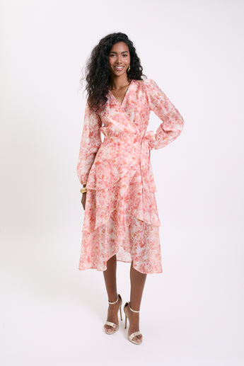 Aquarelle Blush Freya Midi Dress