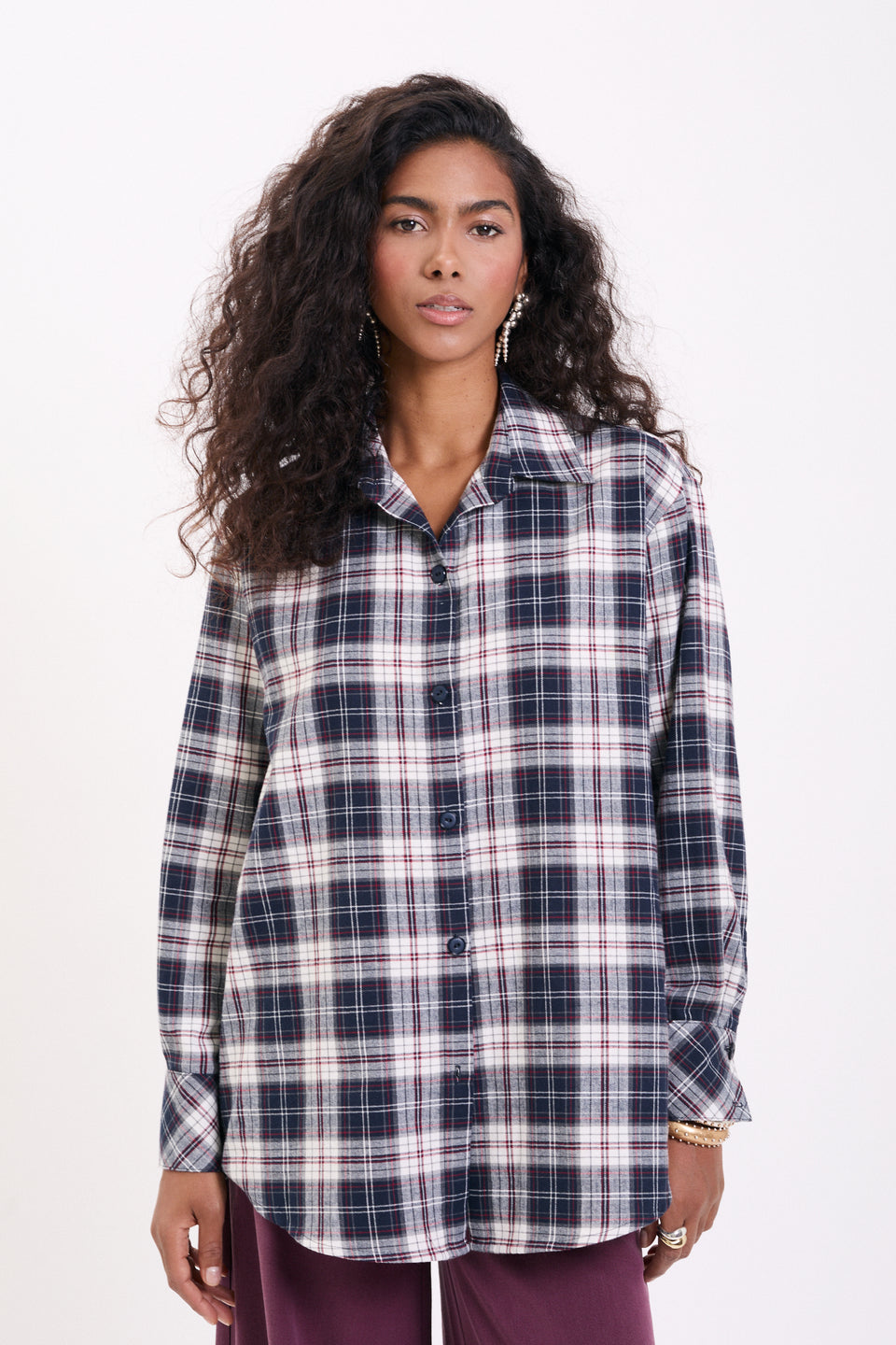 Crimson Check Offie Blouse