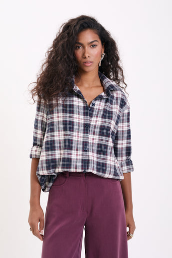 Crimson Check Offie Blouse