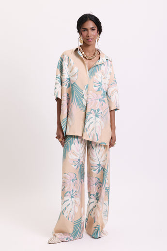 Blush Tropical Leaves Leto Blouse