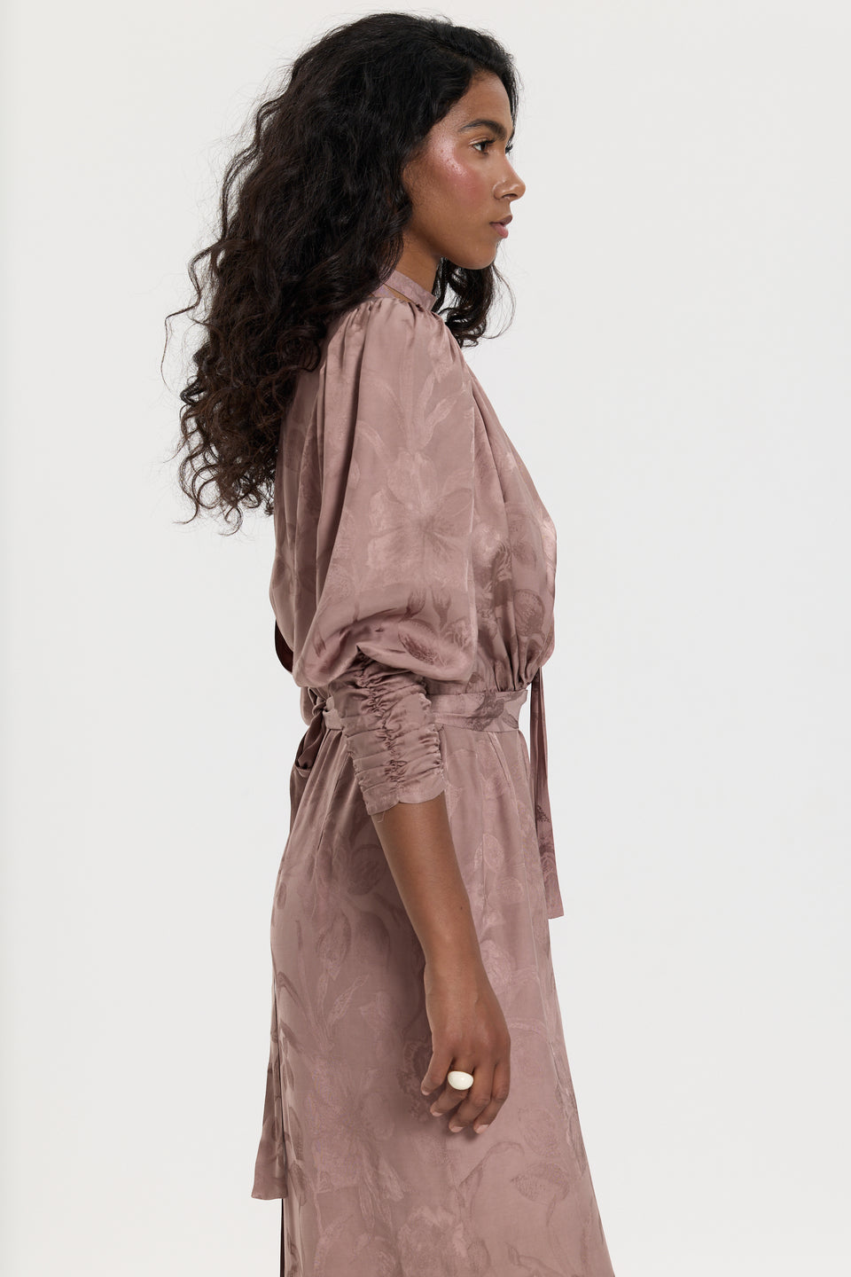 Dusty Rose Jacquard Paloma Midi Dress