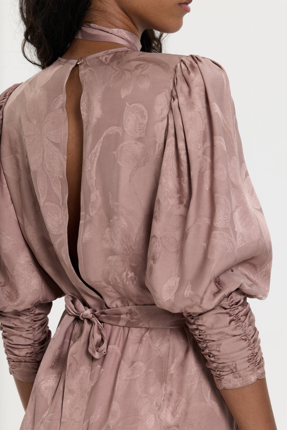 Dusty Rose Jacquard Paloma Midi Dress