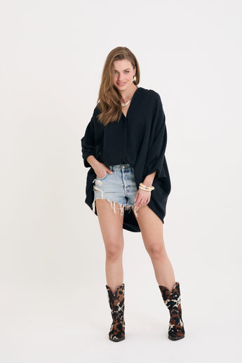 Black Pleats Sao Paulo Blouse