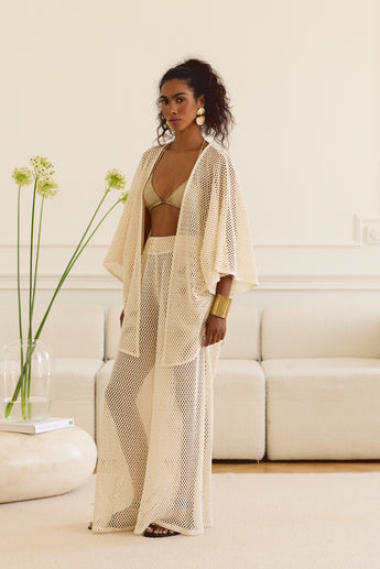 Beige Lattice Java Cardigan