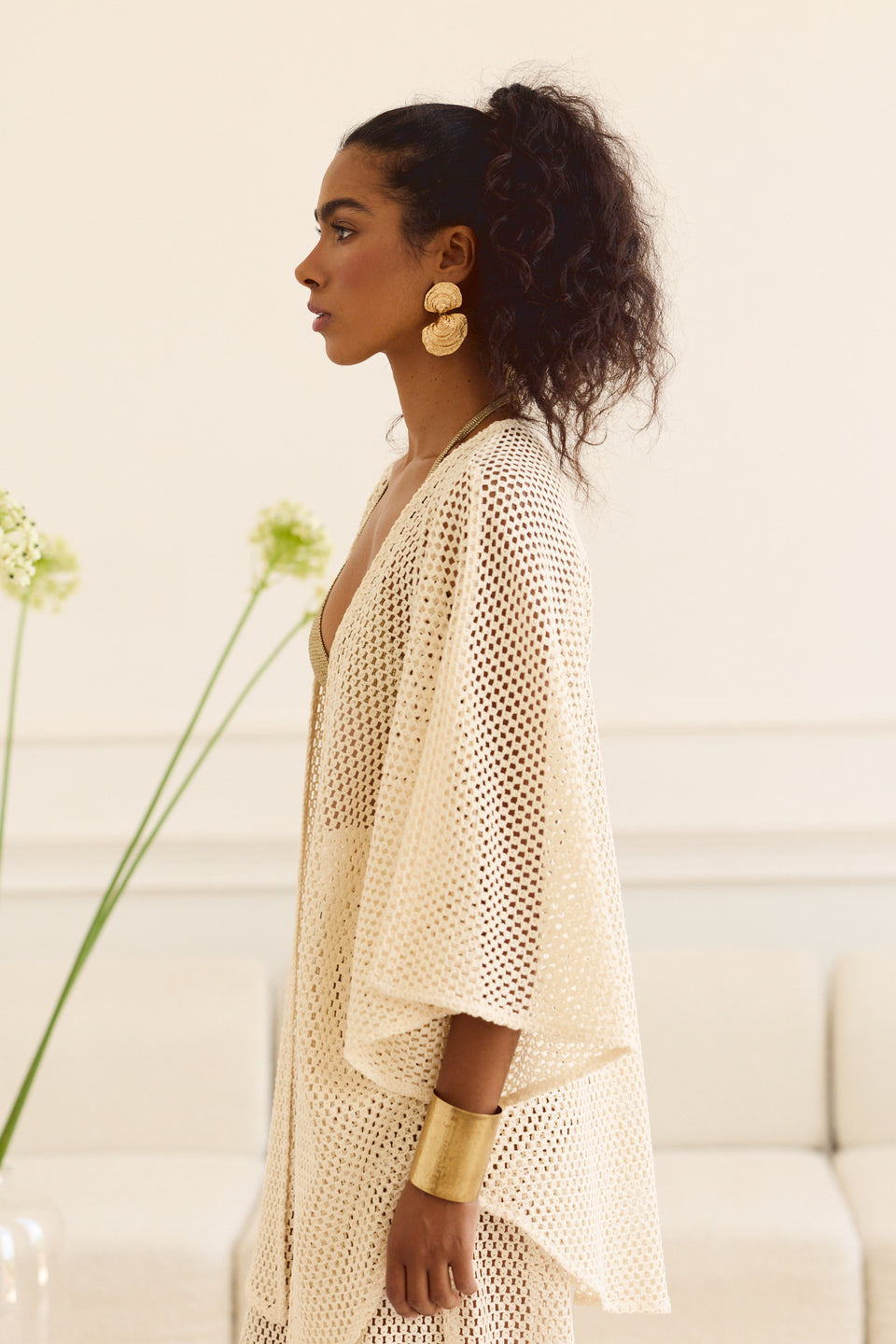 Beige Lattice Java Cardigan