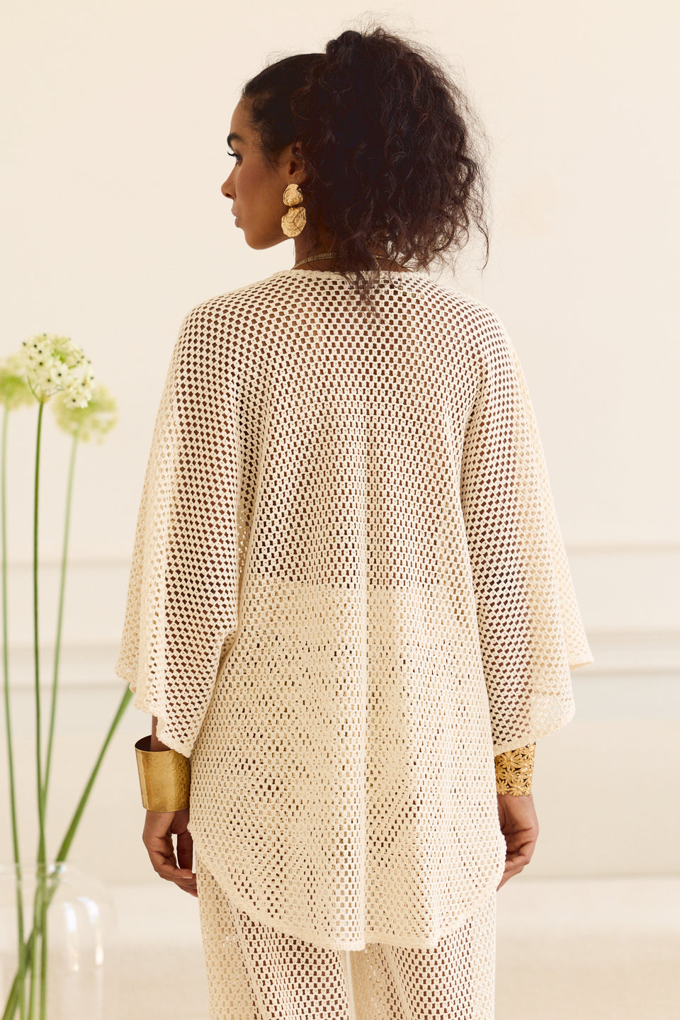 Beige Lattice Java Cardigan