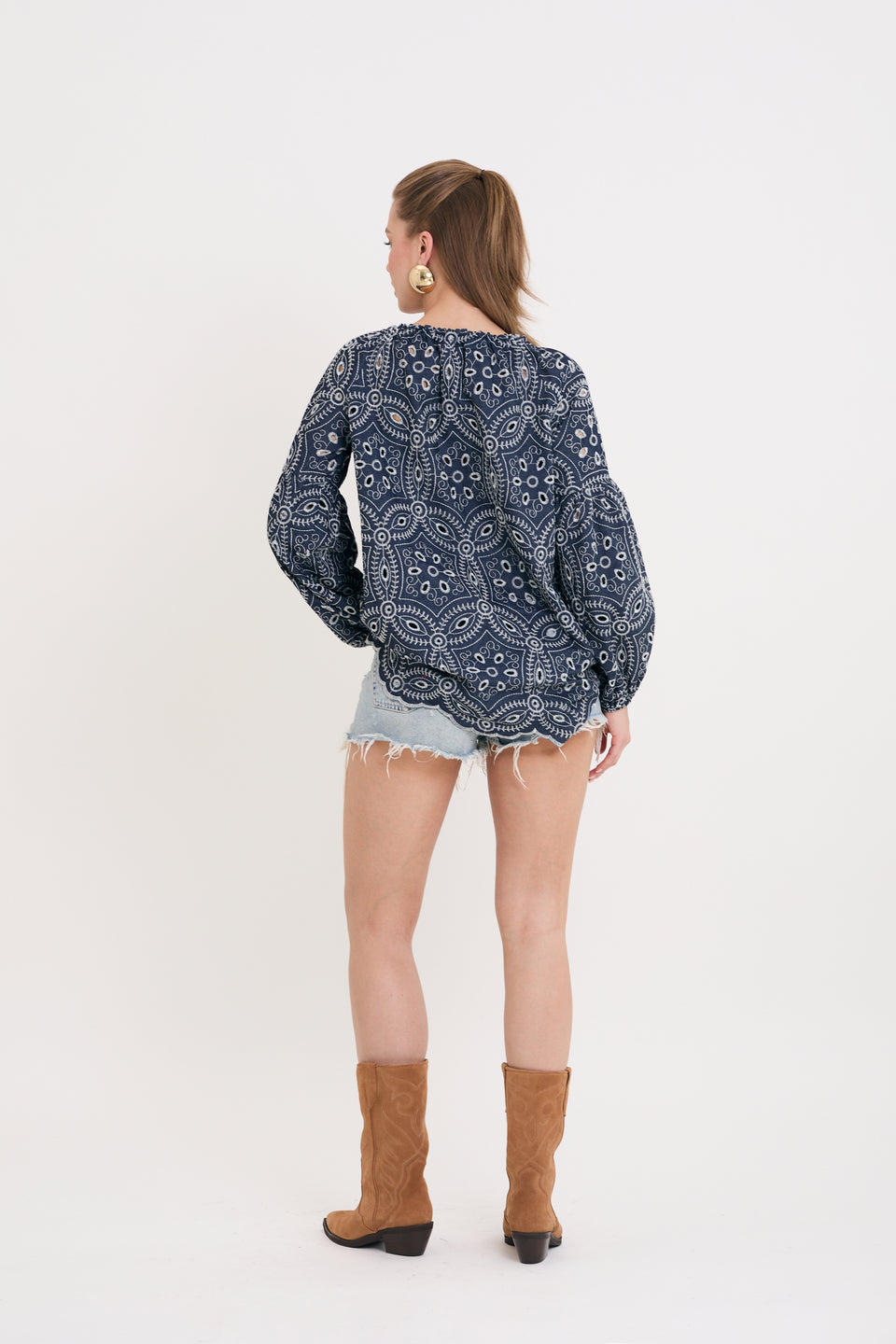 Denim Floral Caroline Blouse