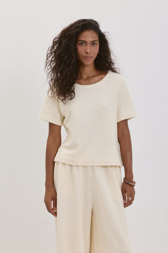 Creamy Chevron Boxy Top