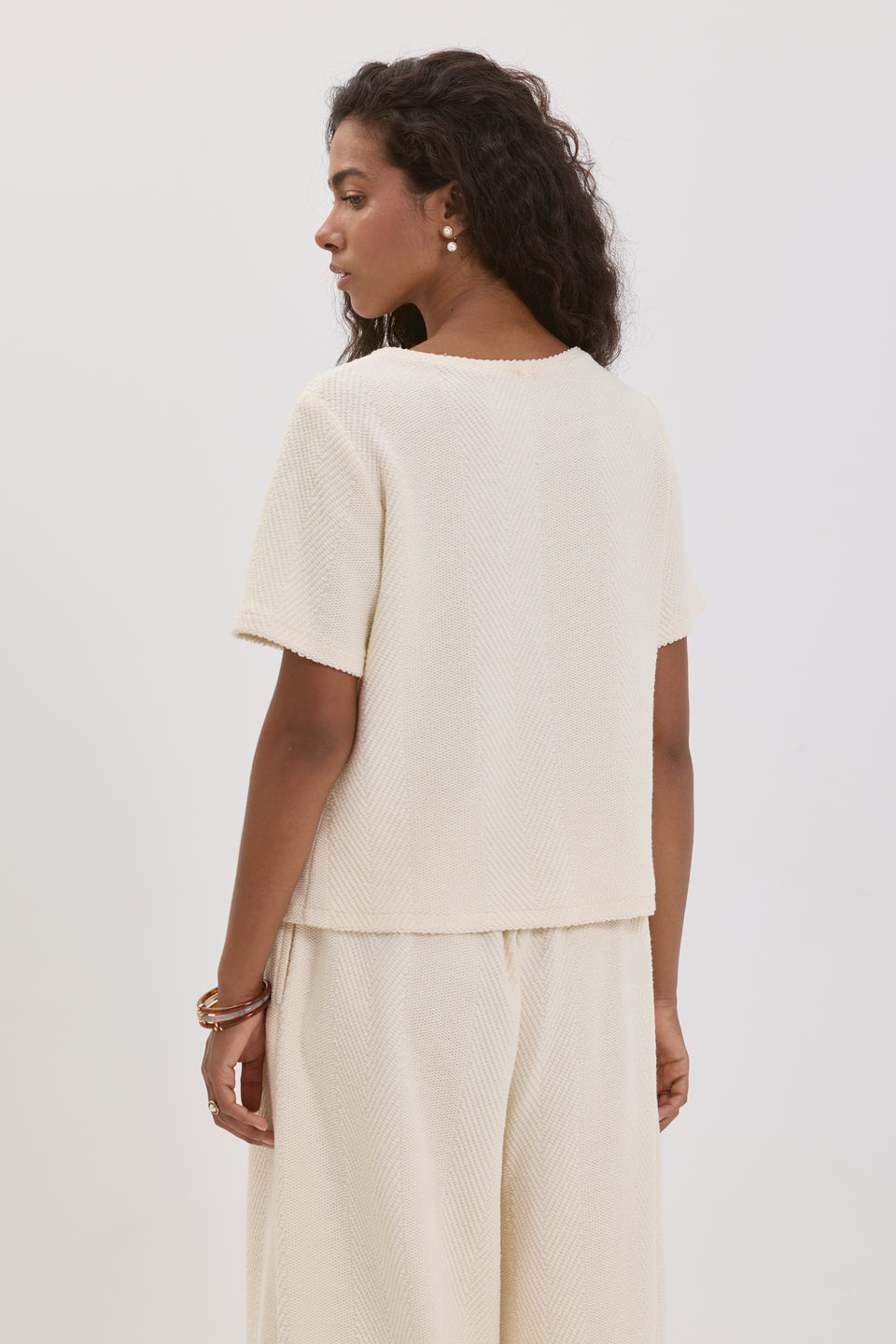 Creamy Chevron Boxy Top