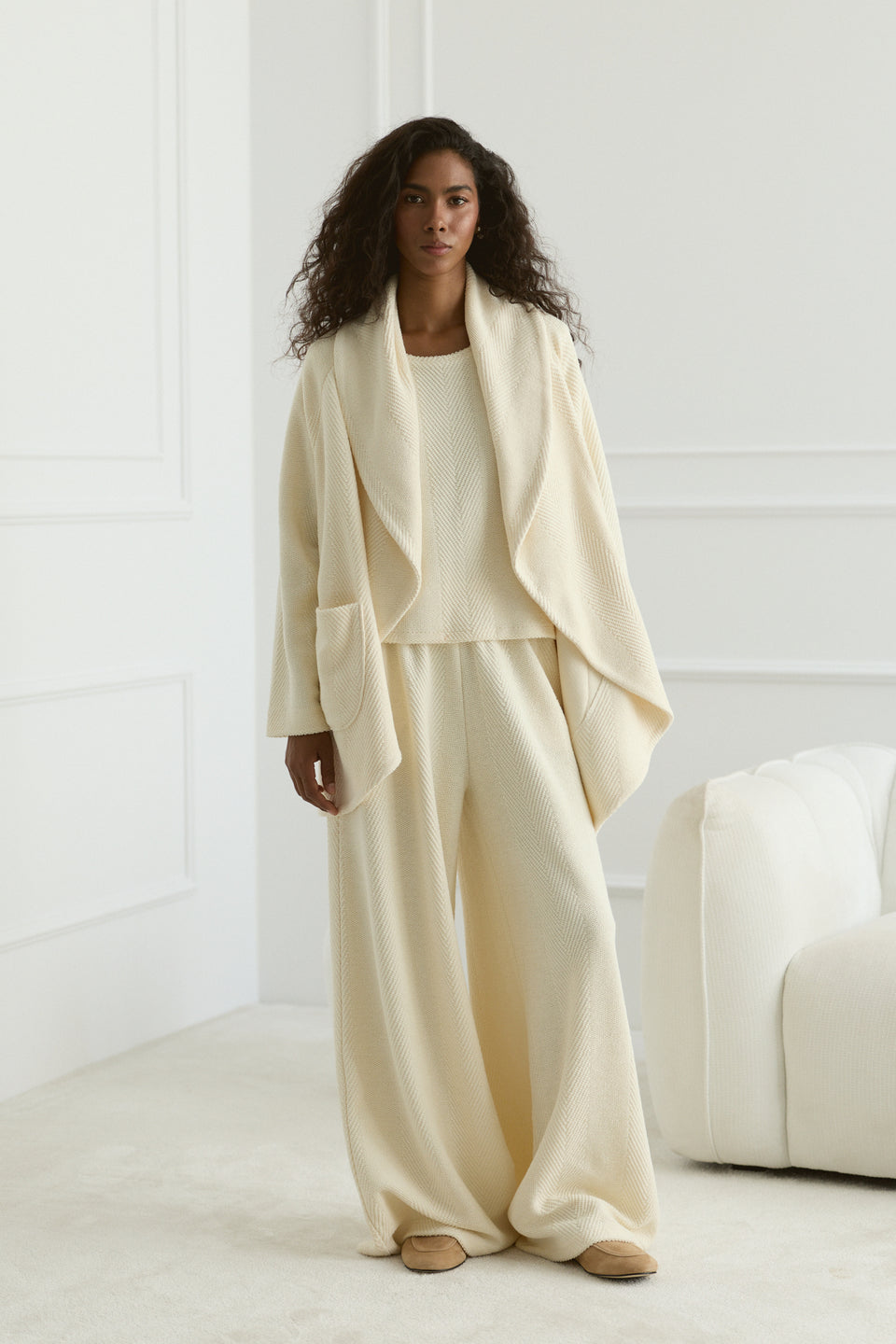 Creamy Chevron Megeve Cardigan