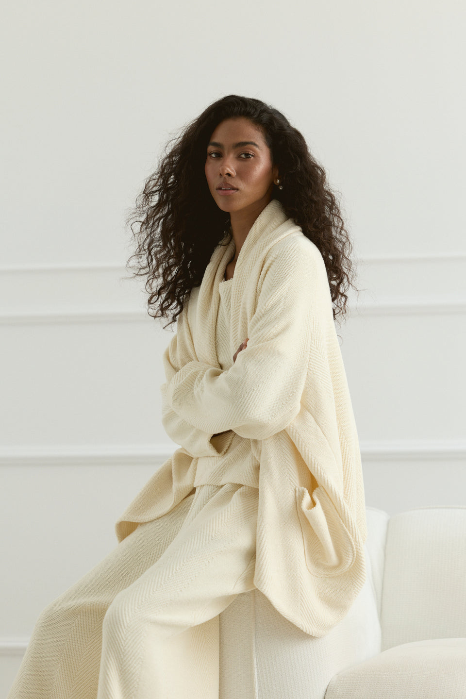 Creamy Chevron Megeve Cardigan