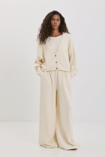 Creamy Chevron Open Cardigan