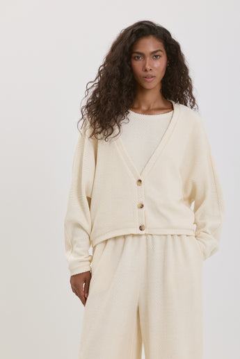 Creamy Chevron Open Cardigan