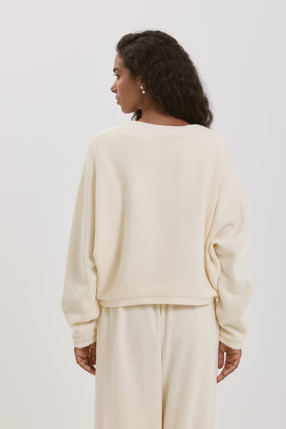Creamy Chevron Open Cardigan
