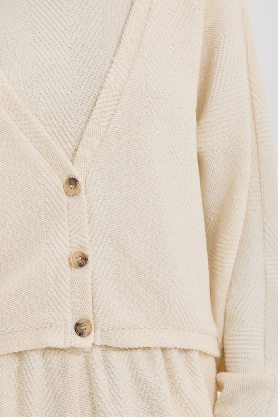 Creamy Chevron Open Cardigan