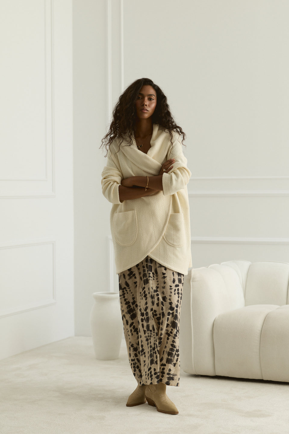 Creamy Chevron Megeve Cardigan