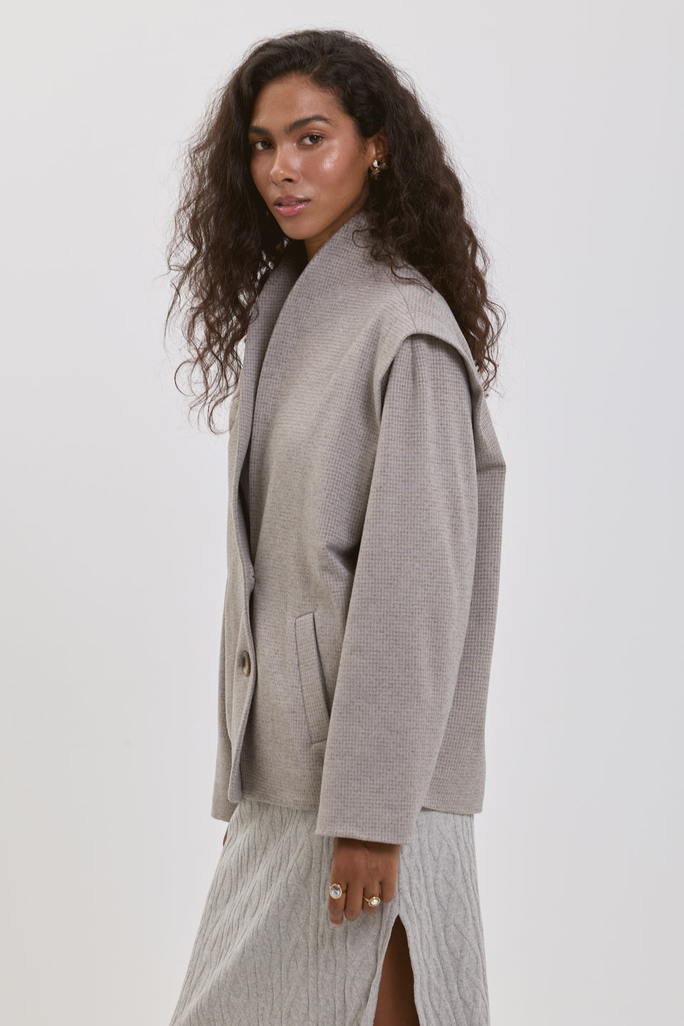 Taupe Tweed Bomber Jacket