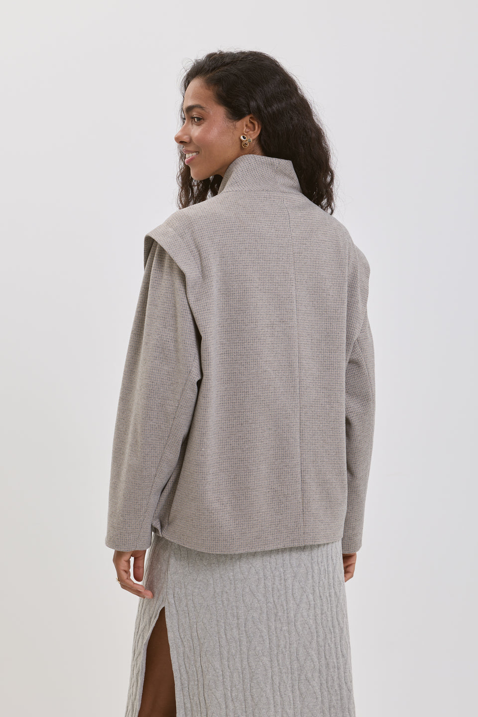 Taupe Tweed Bomber Jacket