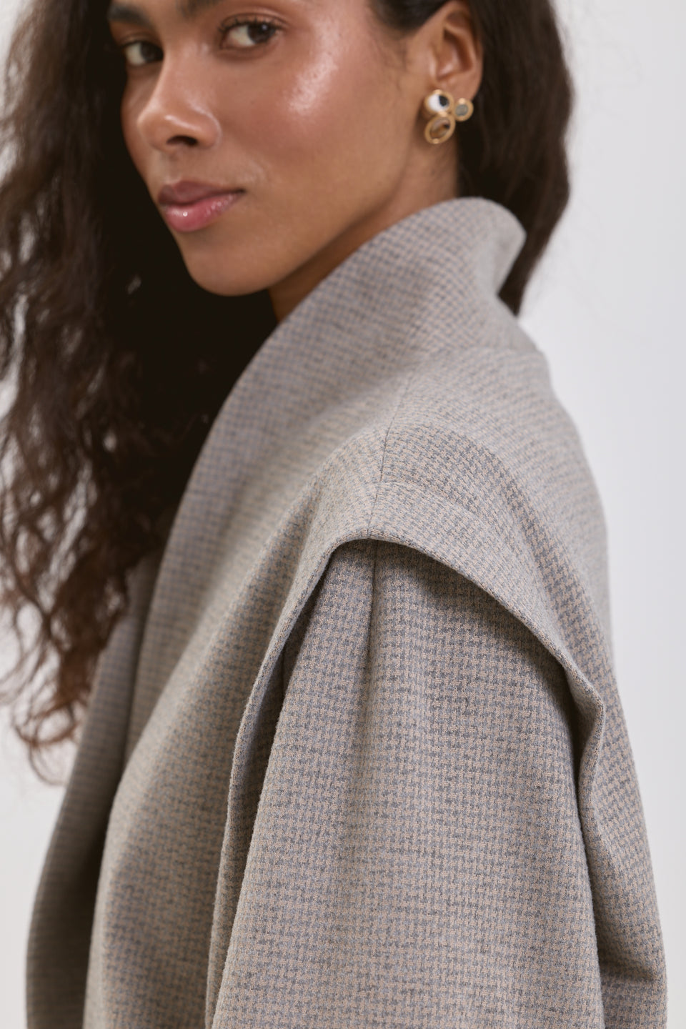 Taupe Tweed Bomber Jacket