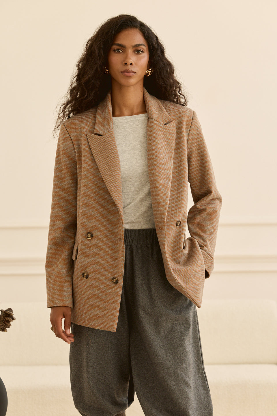 Tweed-ish Tan Vanza Jacket