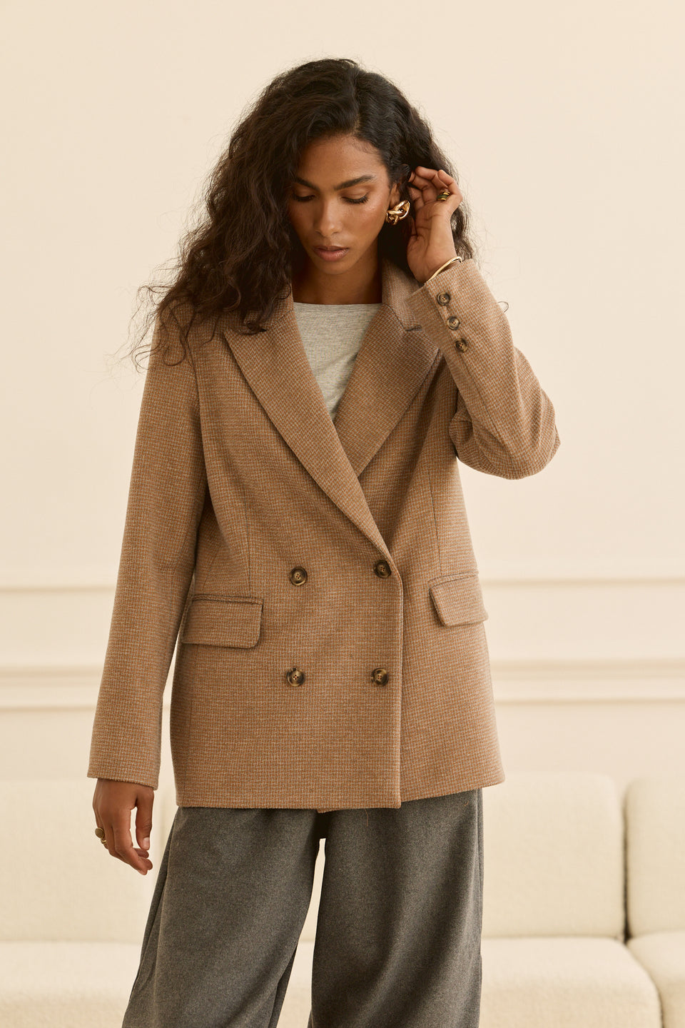 Tweed-ish Tan Vanza Jacket