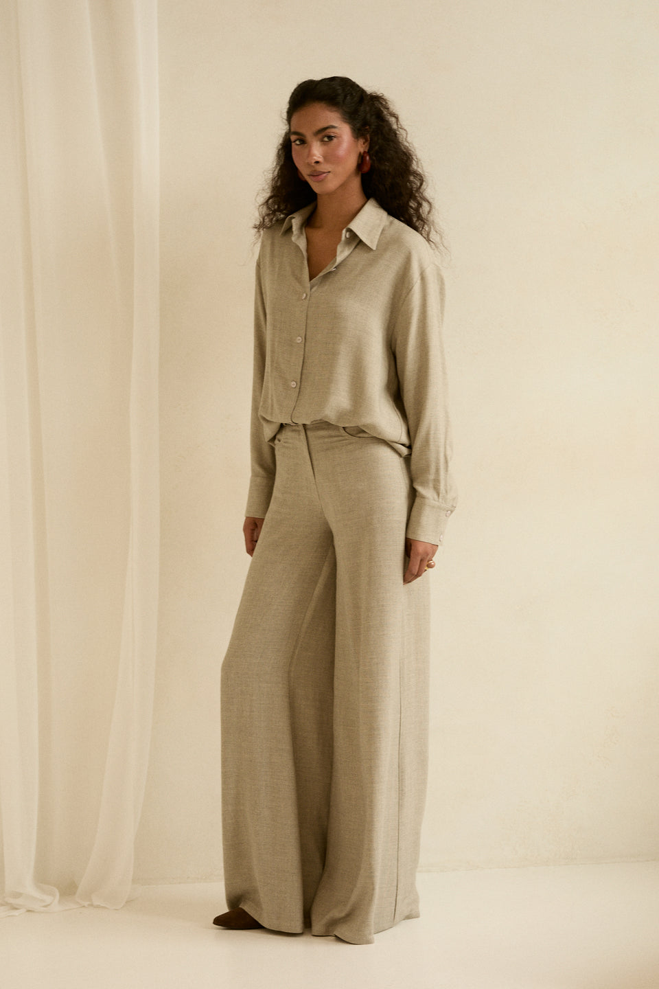 Stone Taupe Flared Pants