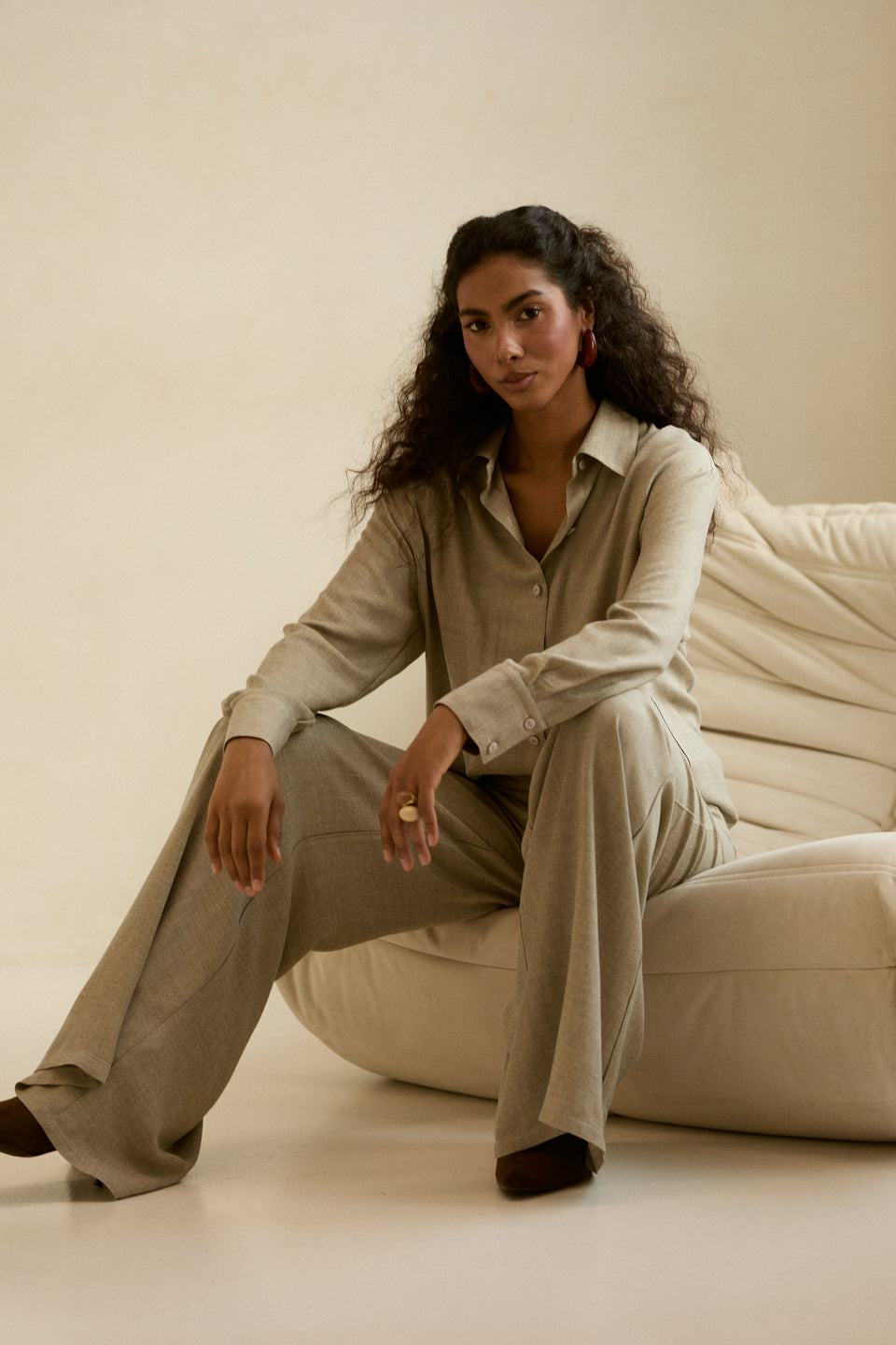 Stone Taupe Flared Pants