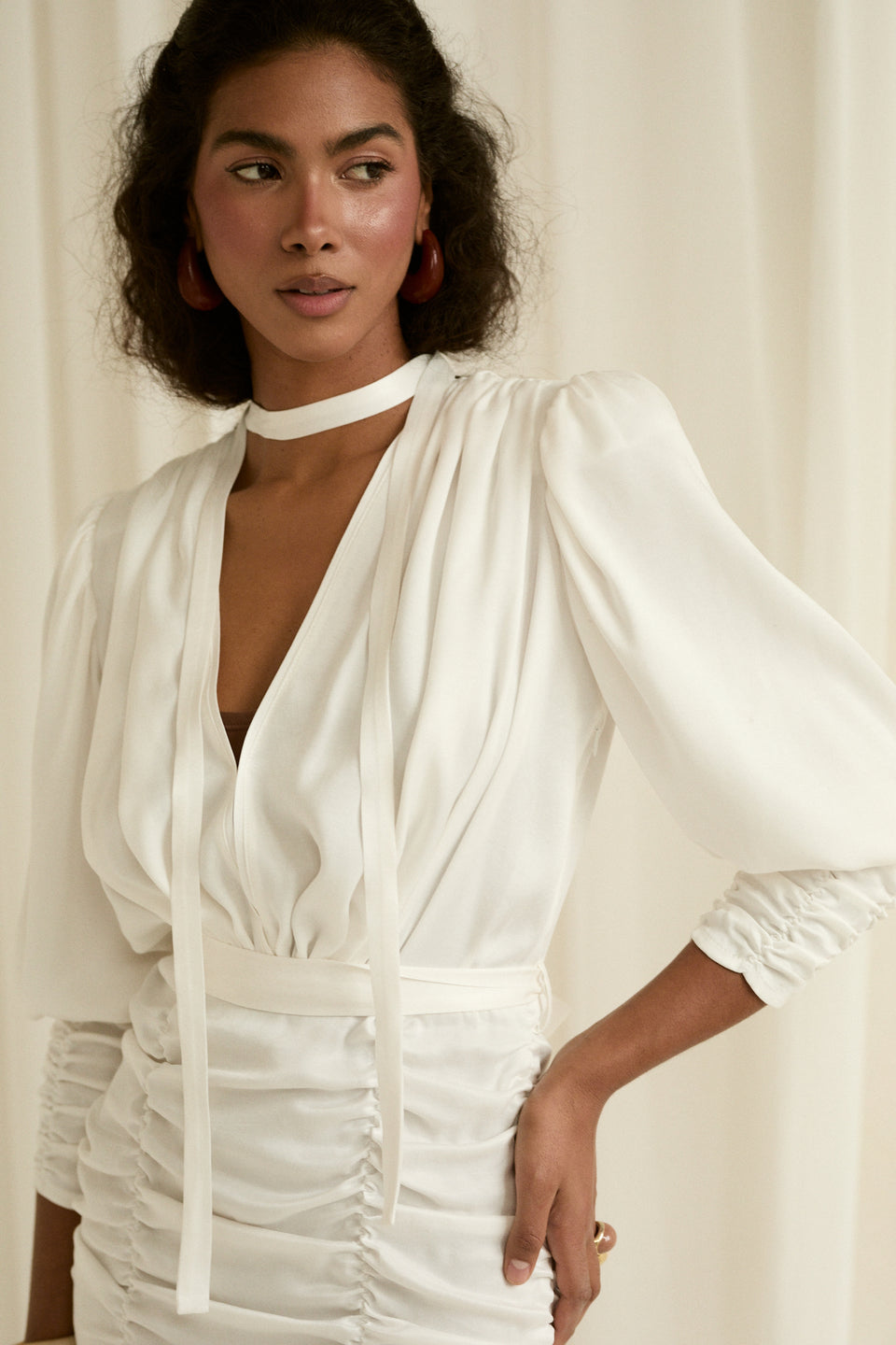 Cupro Cream Paloma Mini Dress