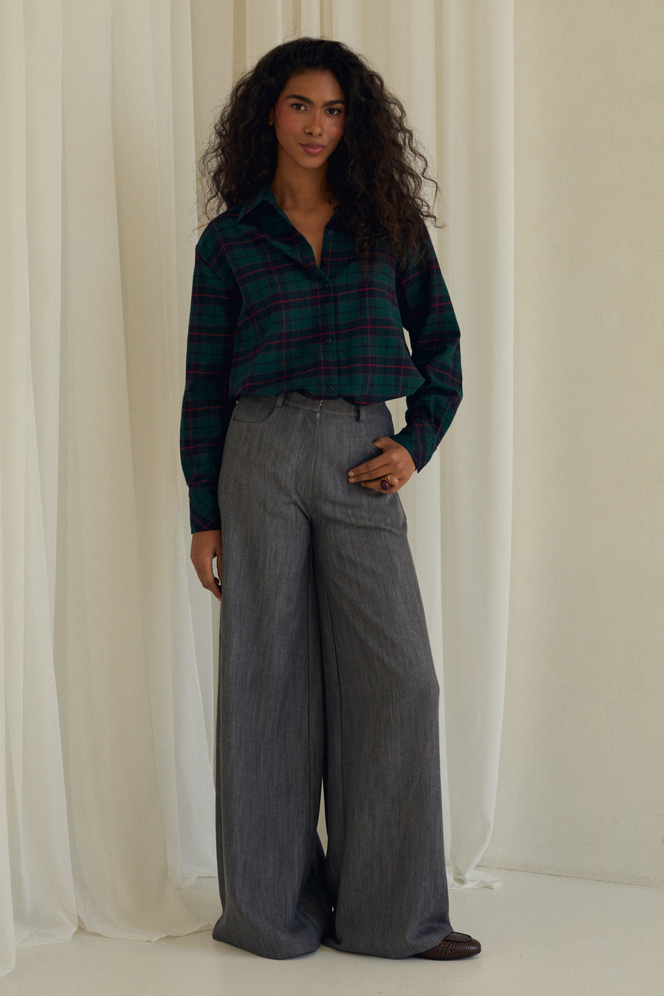 Forest Night Check Offie Blouse