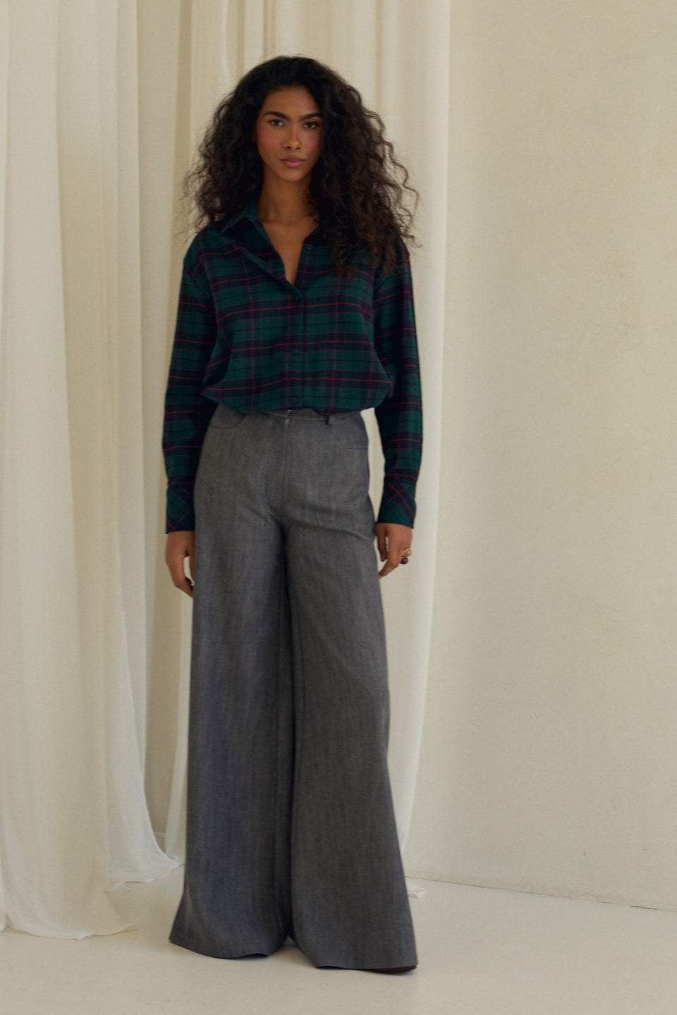 Forest Night Check Offie Blouse