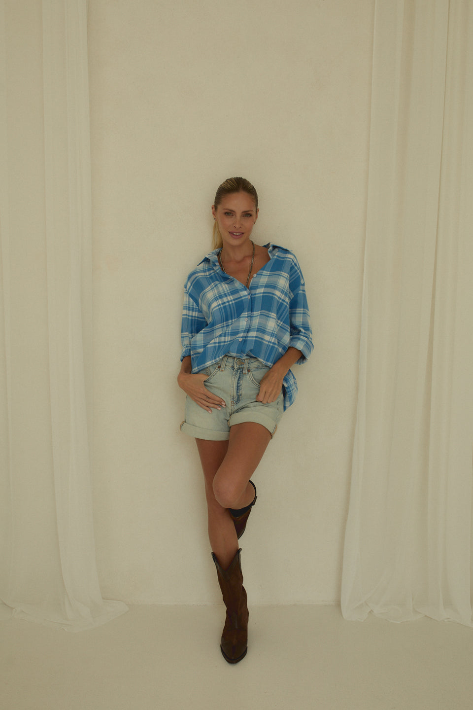 Summer Check Offie Blouse