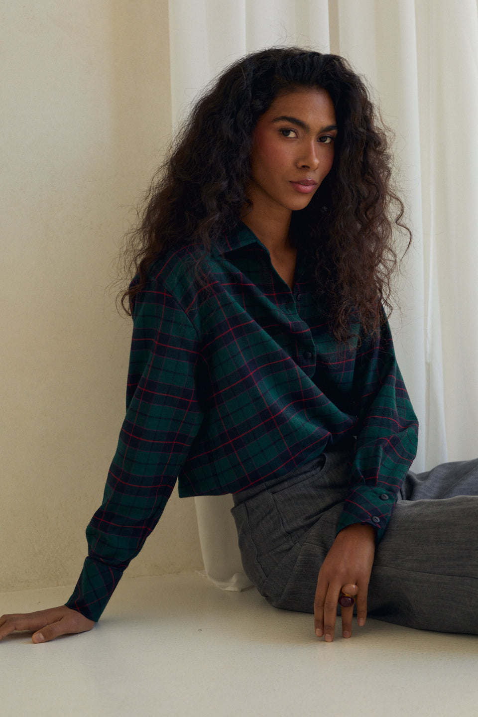 Forest Night Check Offie Blouse