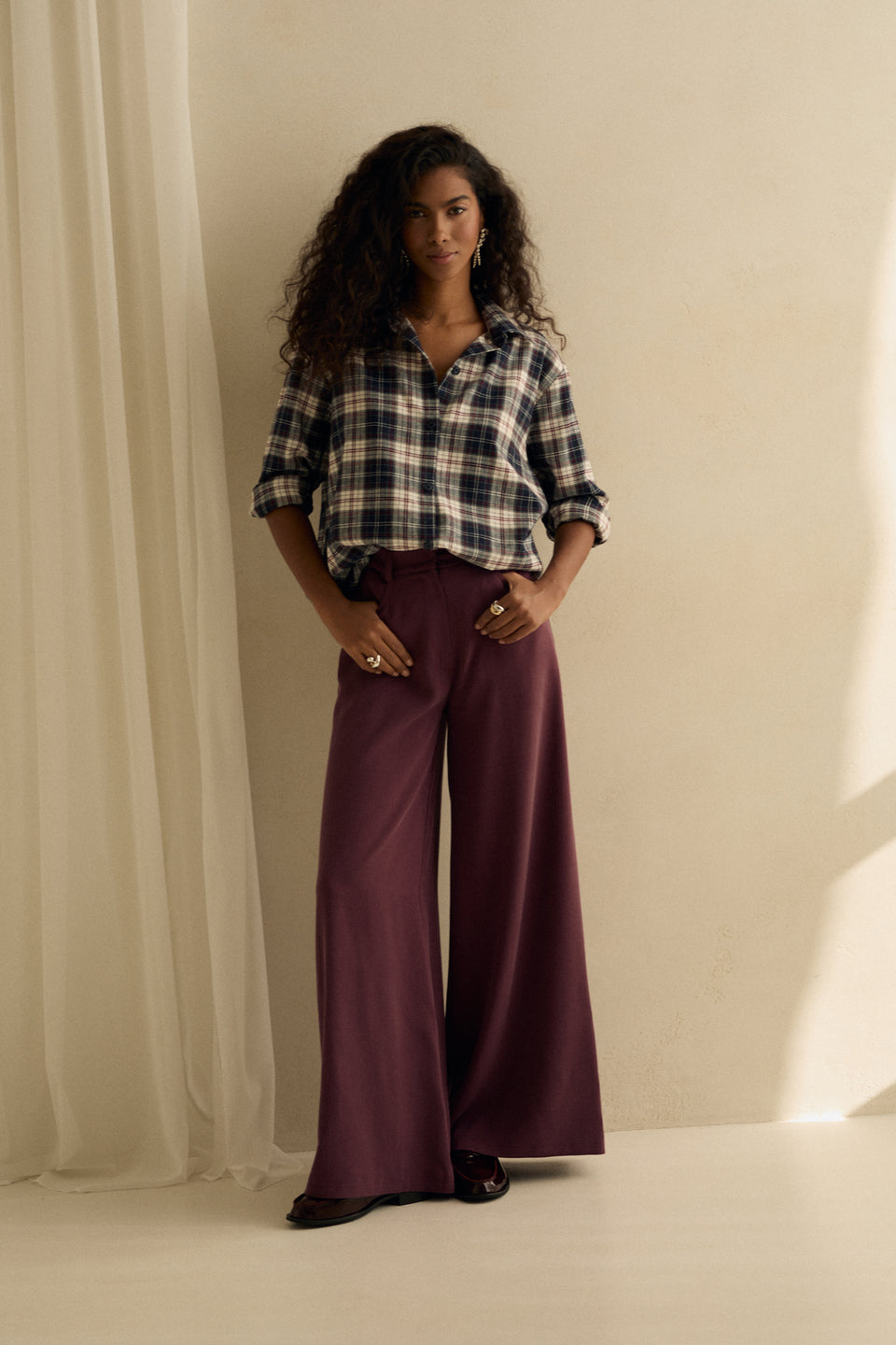 Crimson Check Offie Blouse