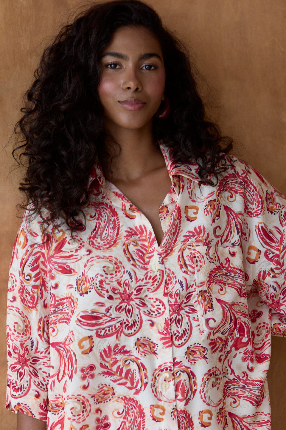Coral Paisley Leto Blouse