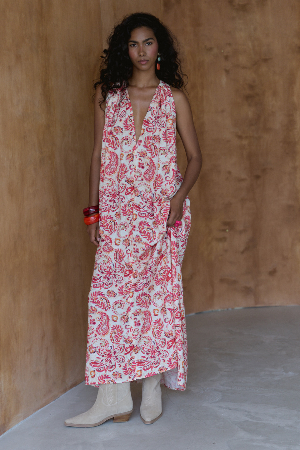 Coral Paisley Arke Dress