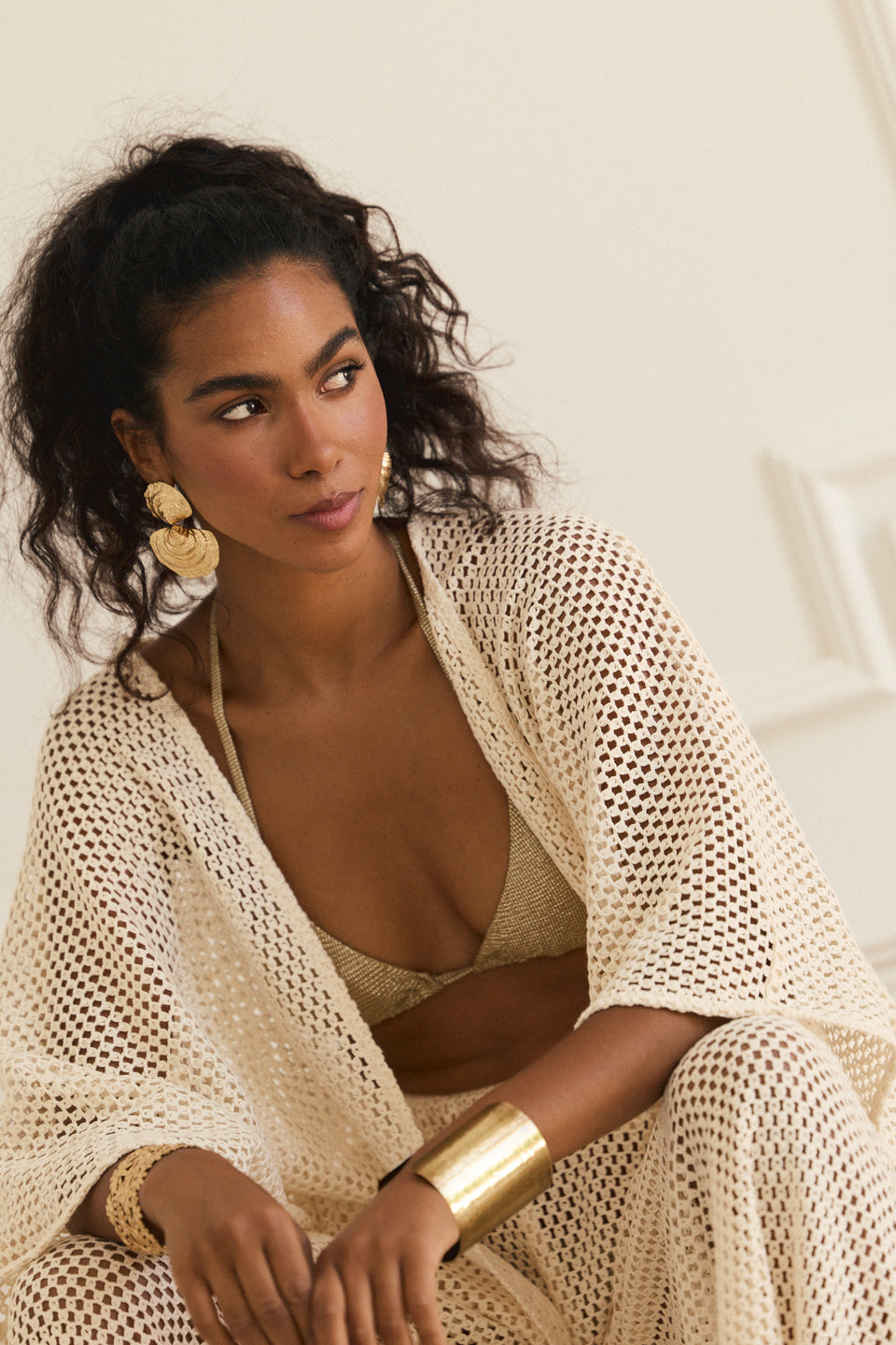 Beige Lattice Java Cardigan
