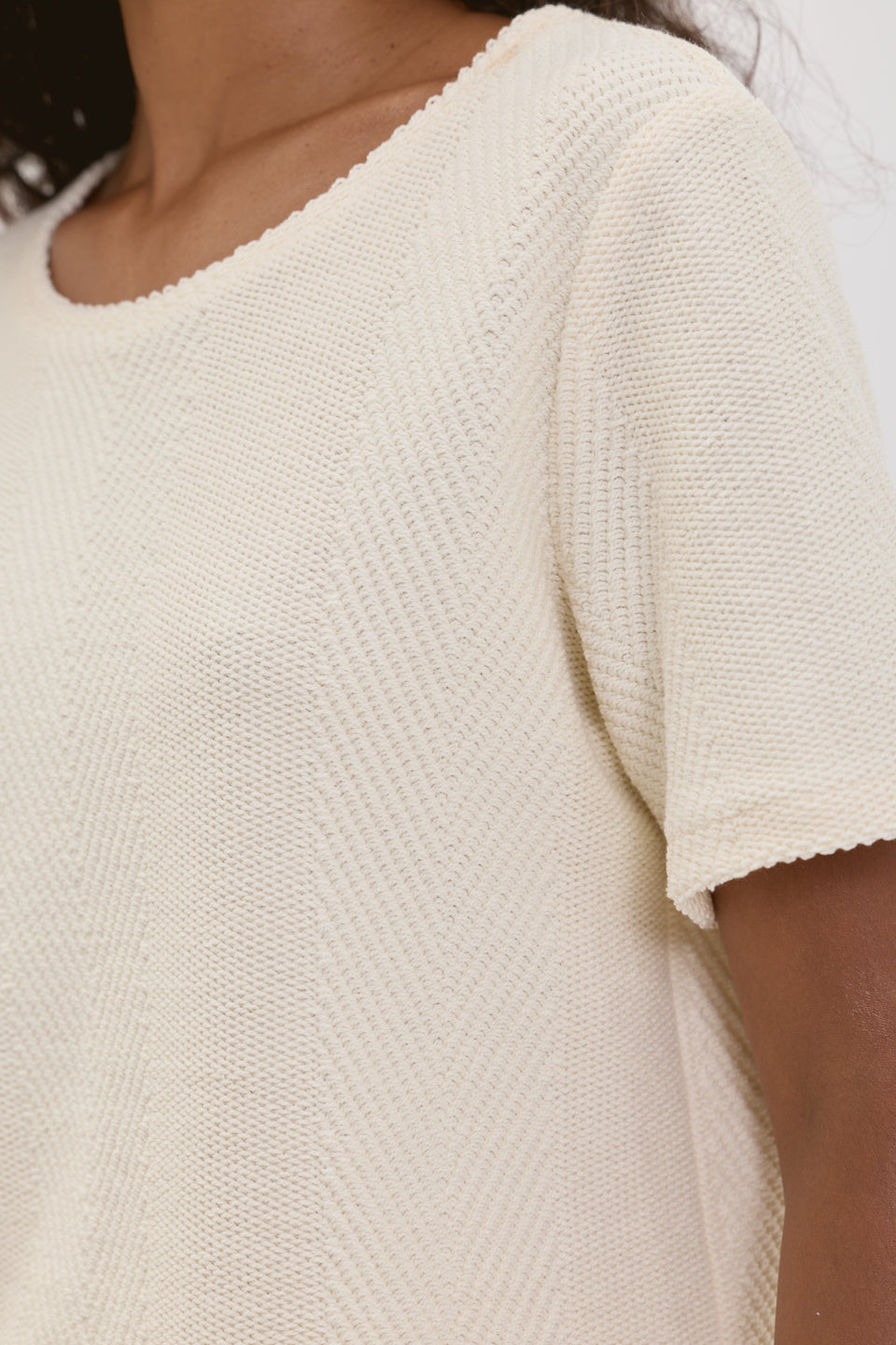 Creamy Chevron Boxy Top