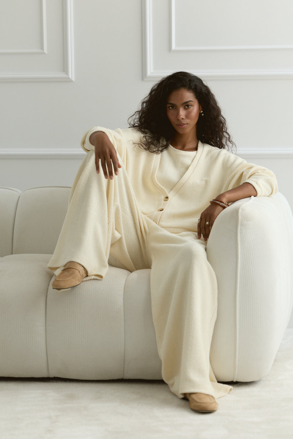 Creamy Chevron Maxi Pants