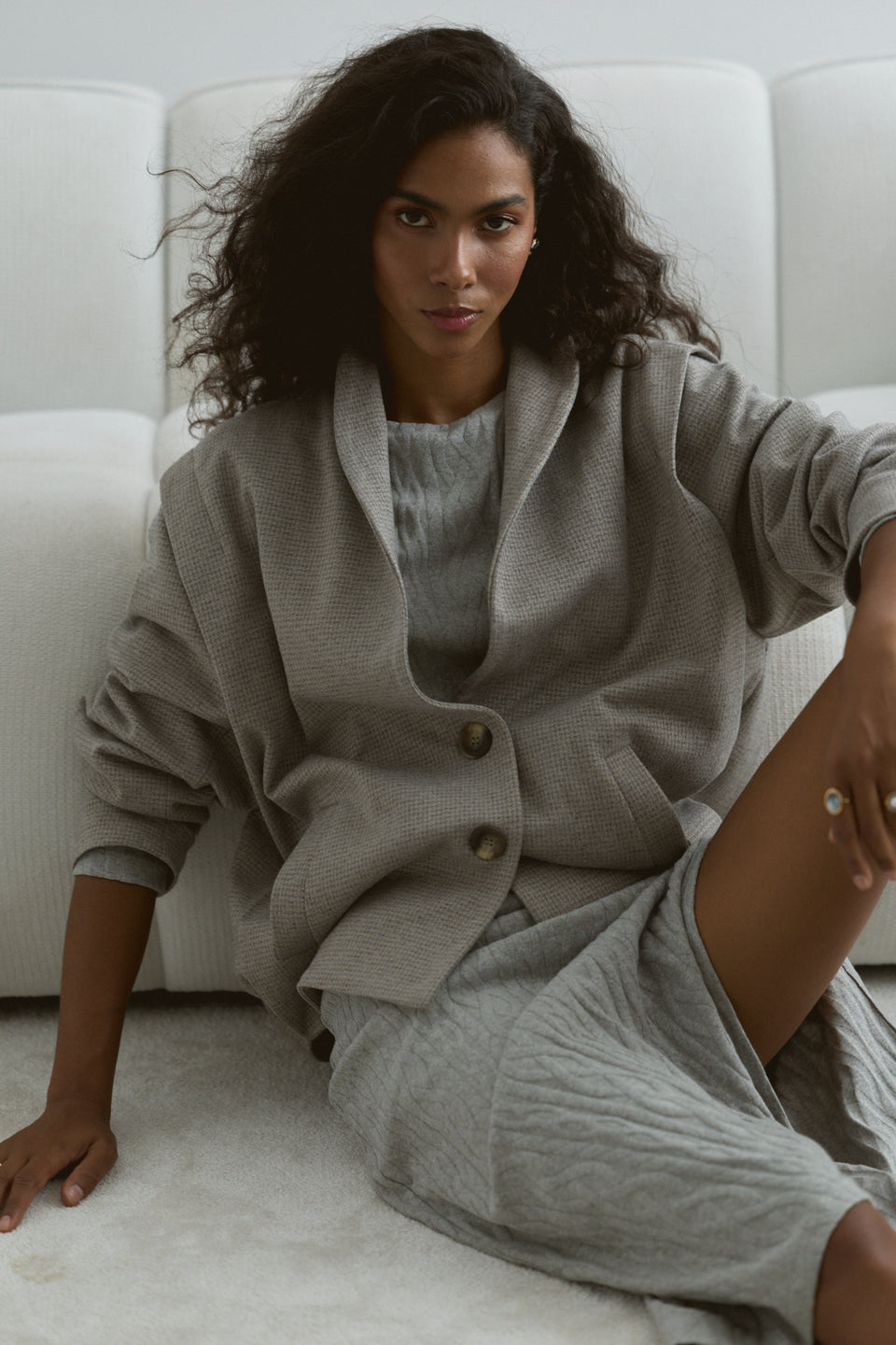 Taupe Tweed Bomber Jacket