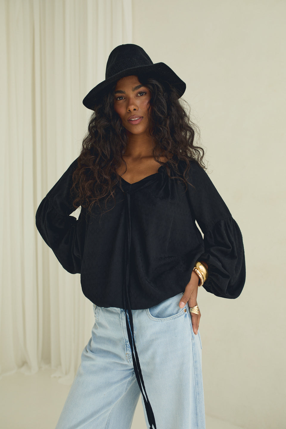 Black Embroidery Caroline Blouse