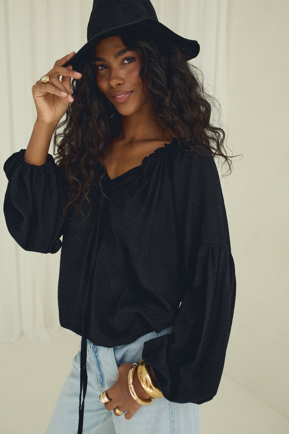 Black Embroidery Caroline Blouse