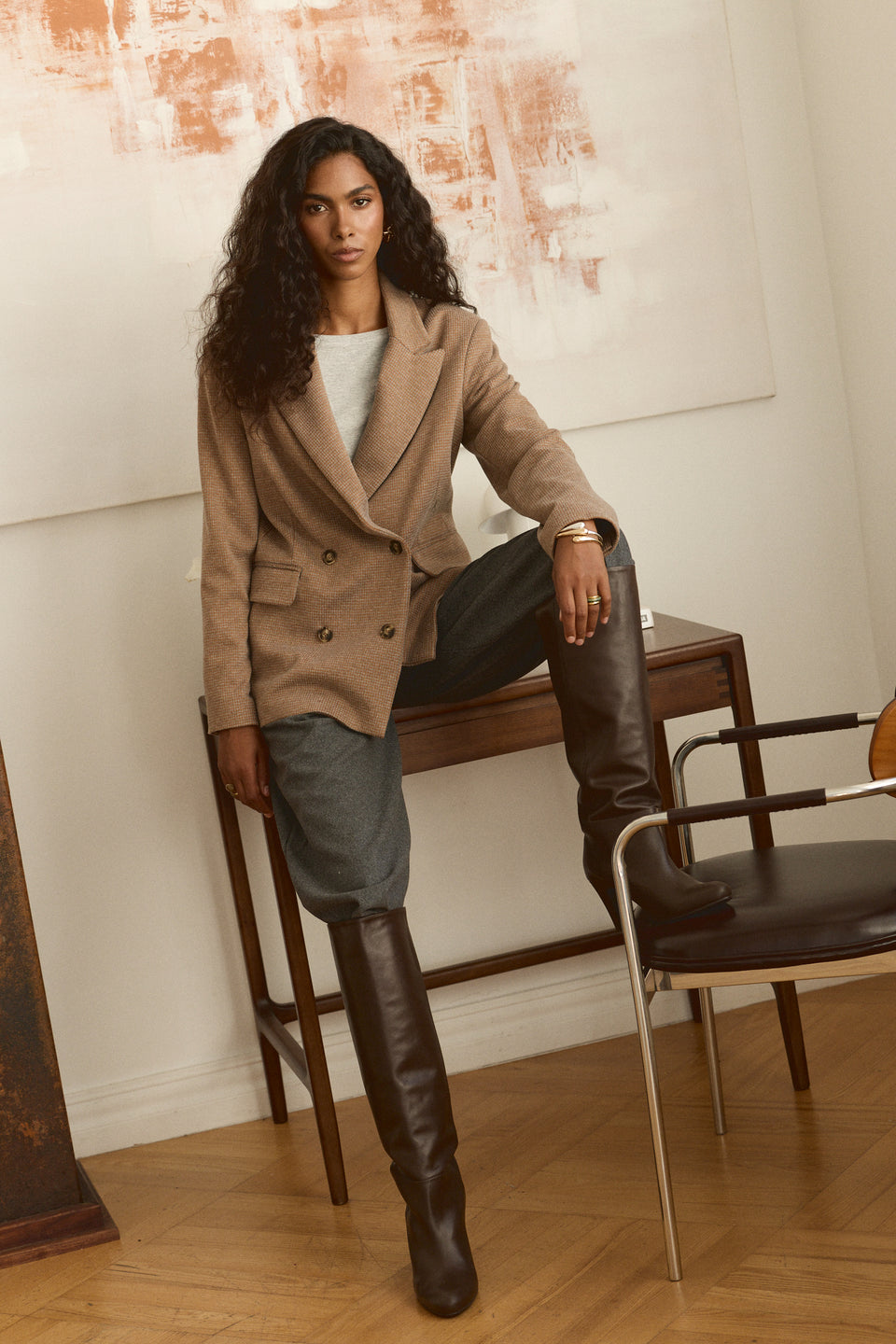 Tweed-ish Tan Vanza Jacket
