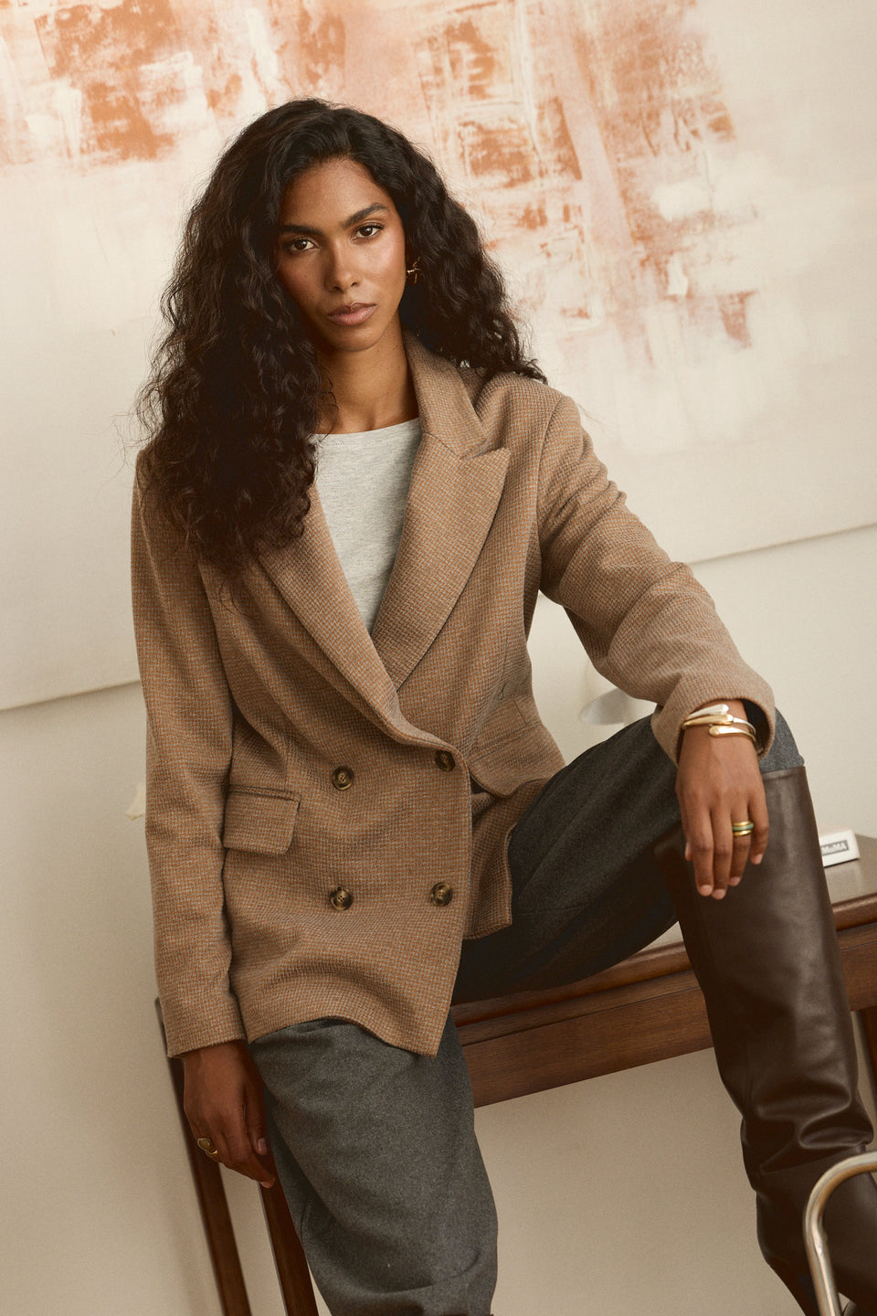 Tweed-ish Tan Vanza Jacket