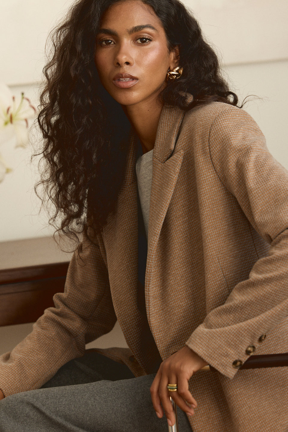Tweed-ish Tan Vanza Jacket