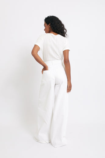 White Canvas Flared Pants